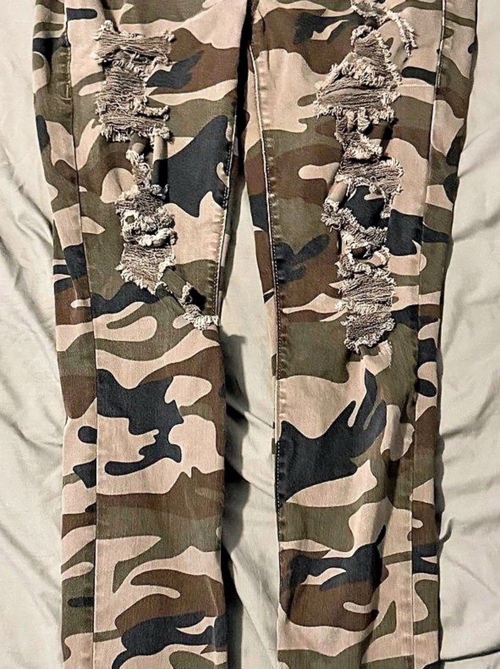 True Religion Halle Camo Super Skinny Jean Jeans Green & Brown Large